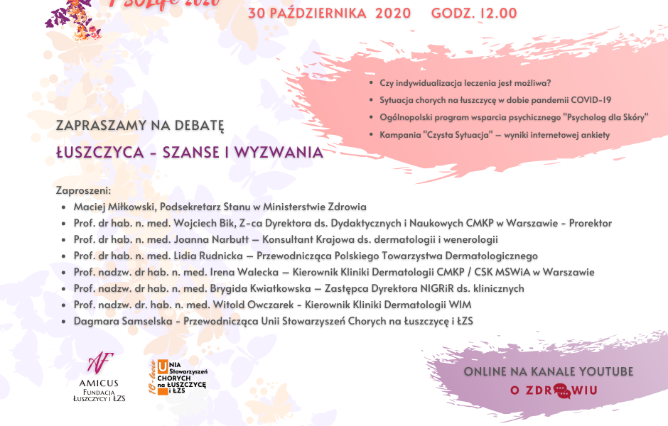 Debata z okazji Światowego Dnia Chorego na Łuszczycę – 30.10.2020