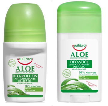 Aloesowe dezodoranty w sztyfcie i w kulce – Equilibra – naturalna i inteligenta ochrona przed potem, łagodna pielęgnacja skóry nawet po goleniu i depilacji